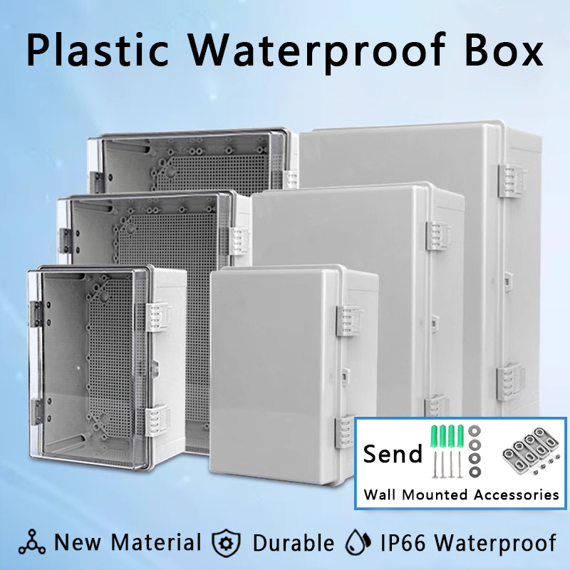 Outdoor Power Junction Box - IP66 Waterproof Gray/Transparent Cover Enclosure Power