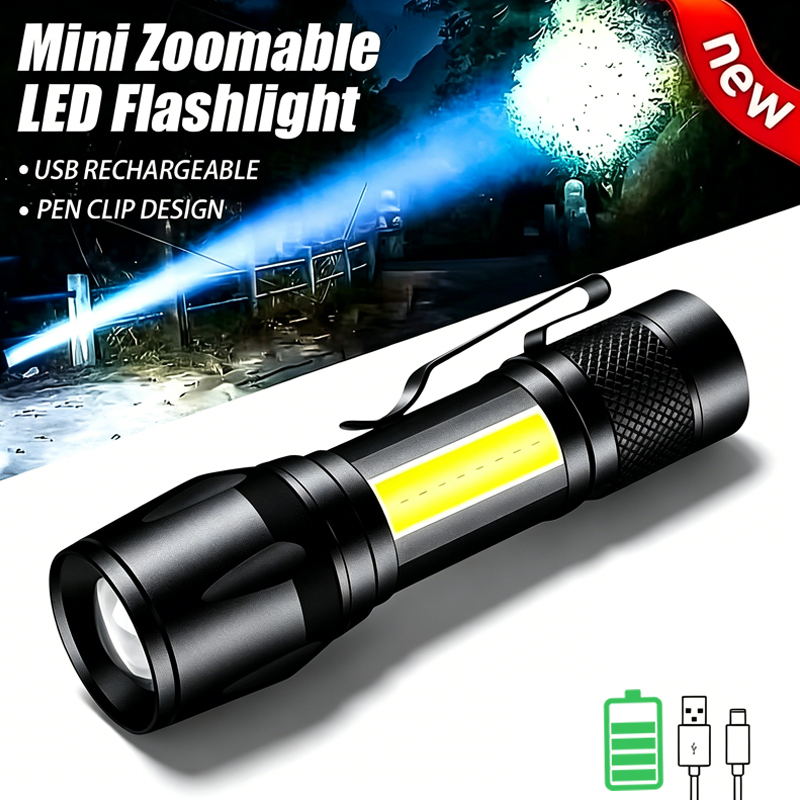 Mini LED Flashlight COB+XPE Po - Outdoor Usb Power Supply reseña y precio