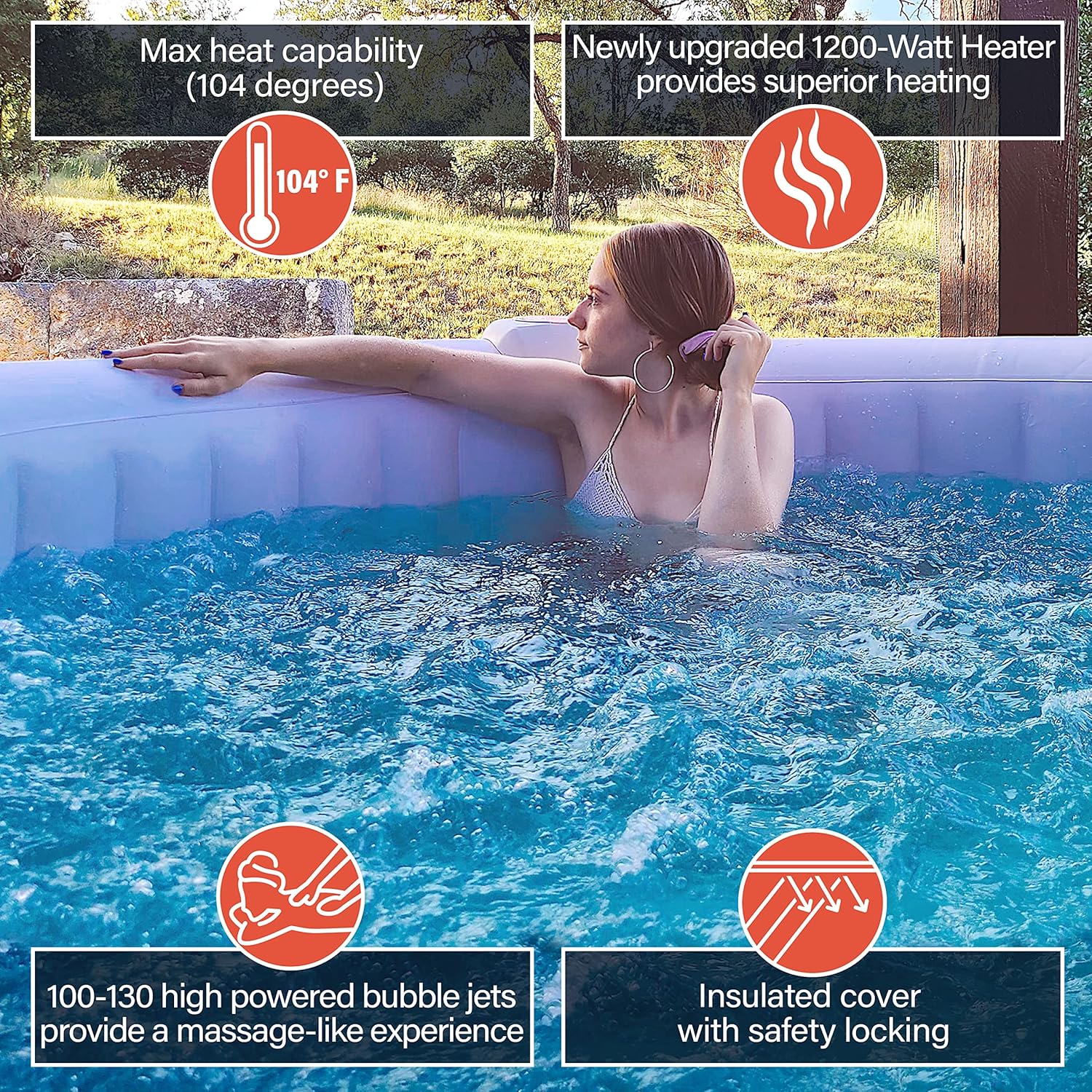 6-Person 265-Gallon Inflatable - Outdoor Power For Hot Tub reseña y precio