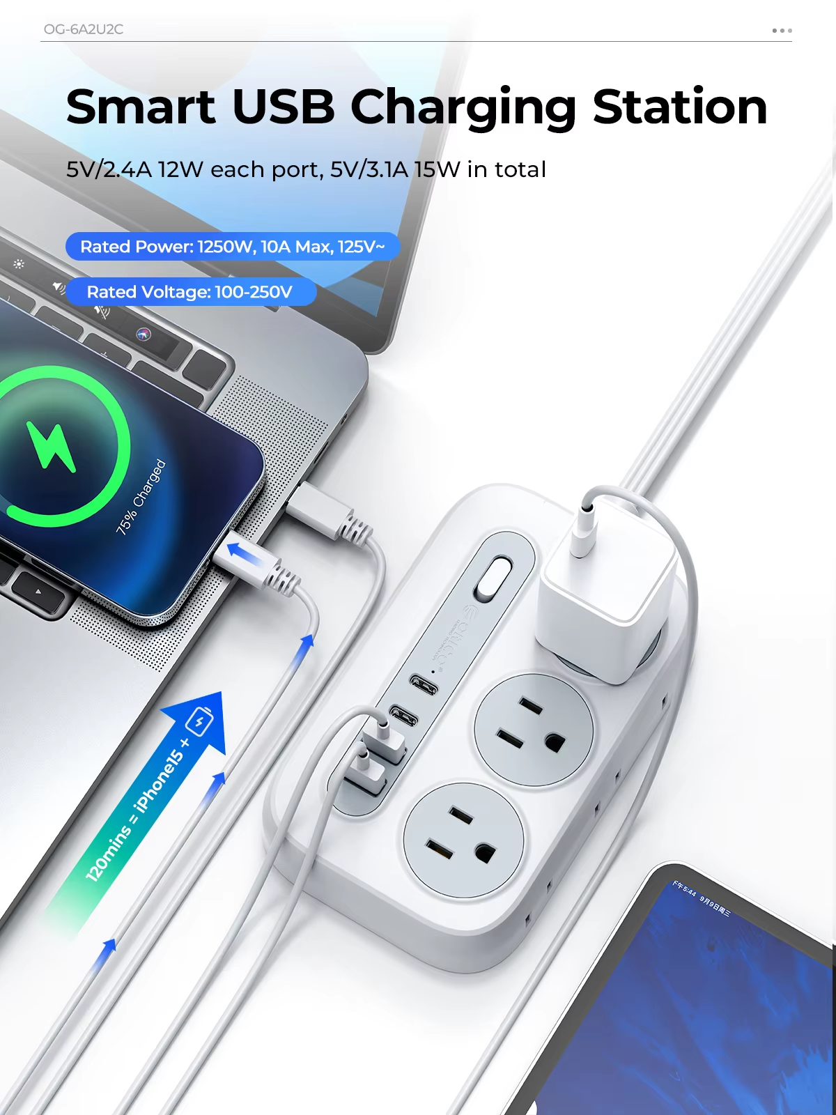 ORICO Power Strip 6 AC Outlets - Outdoor Power Adapter Usb C reseña y precio