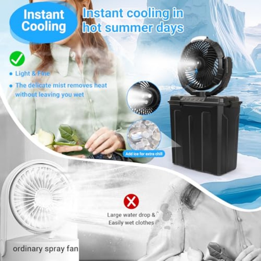 Outdoor Portable Misting Fan w - Outdoor Power Fan reseña y precio